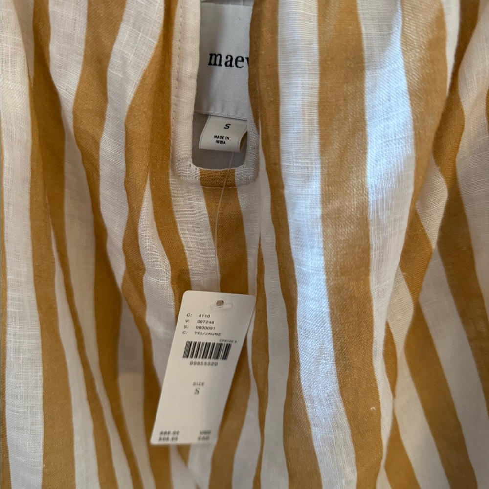 Anthropologie Beige and White Striped Maeve Strapless Top - Picture 4 of 5